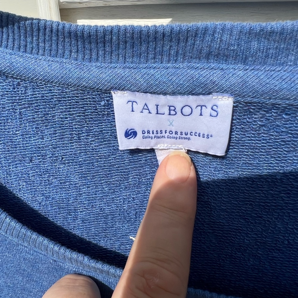 NWT Talbots Blue “Inspire” Long Fun Sleeve Sweatshirt - Picture 3 of 10